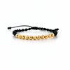 Pulsera Negra 4mm 11 Und Bolas Lisas Diamantada Oro Amarillo 18K