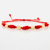 Pulsera Tejida Roja Cilindros Diamantados 0.5gr / 3mm Oro Amarillo 18K %