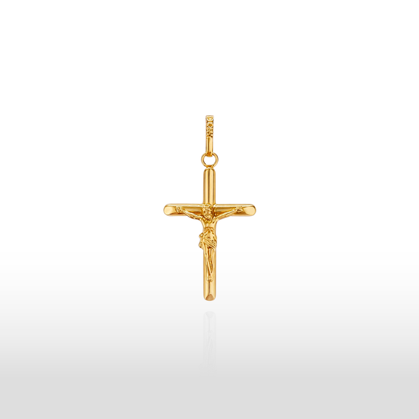Dije Cruz Cristo Puntas Planas / 2.7cm / Oro Amarillo 18K