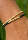 Compartir Pulsera Negra 4mm 10 Und Bolas Lisas Diamantada Oro Amarillo 18K (A.C)