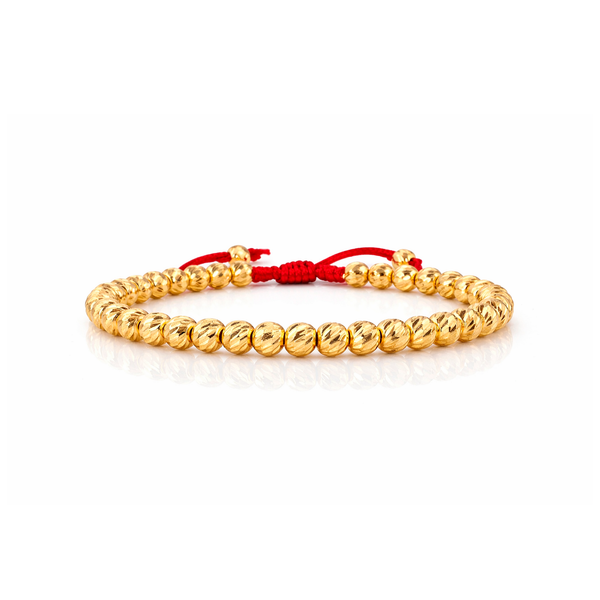 Pulsera Roja Bolas 5mm Diamantadas 37und Oro Amarillo 18K (A.C)