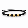 Pulsera Negra Bolas Diamantadas 6mm 3 Und Oro Amarillo 18K (A.C)