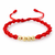 Pulsera Roja Bolas Diamantadas 4 und 5mm / Oro Amarillo 18K (A.C)